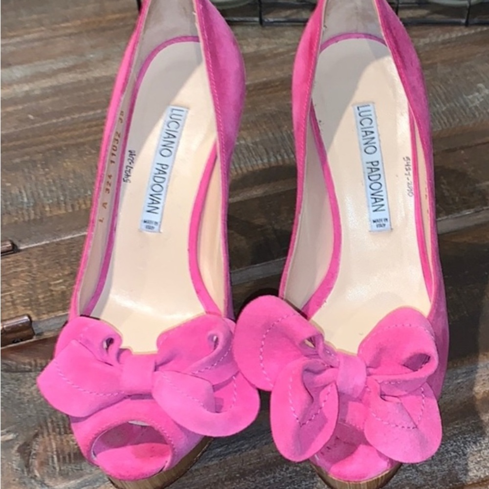 Luciano Padovan Hot Pink Bow Heels.